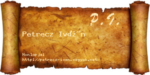 Petrecz Iván névjegykártya